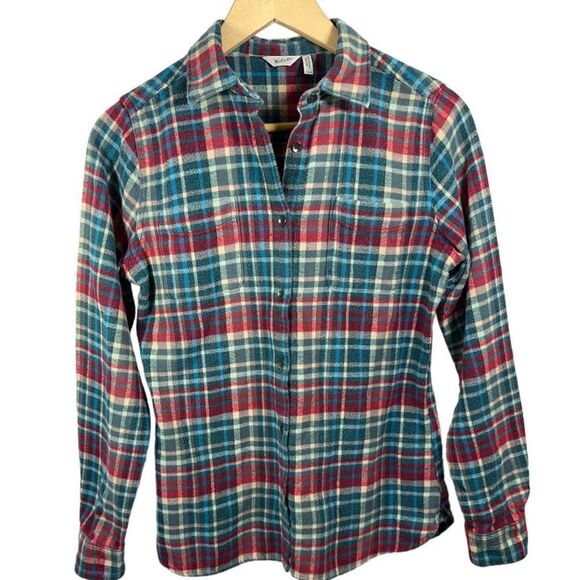 WOOLRICH Women’s Flannel Check Button Down Shirt Red/Blue/White Size Medium - Picture 1 of 12